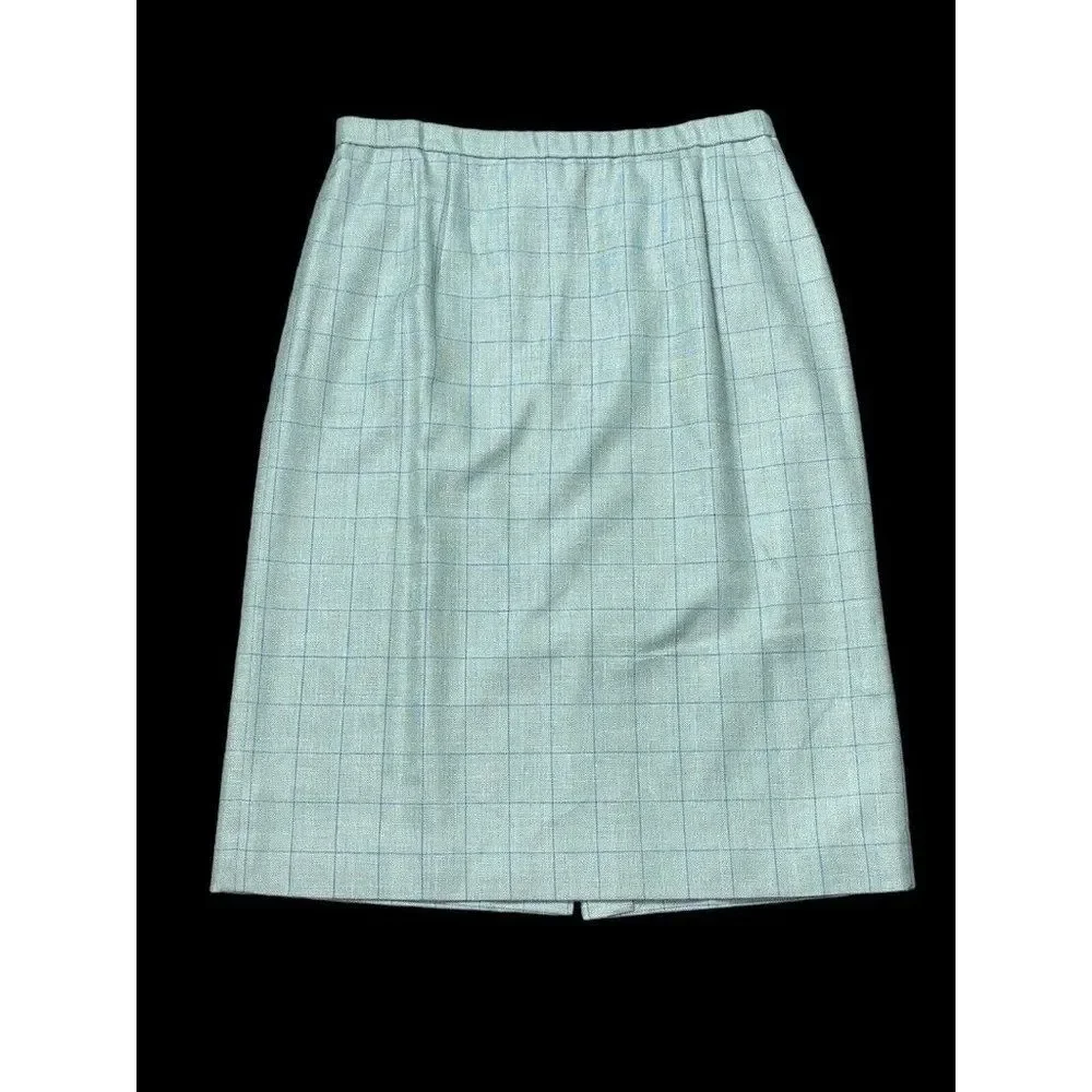 PENDLETON Retro Matching Wool Silk Set Blazer & Skirt Green Plaid 6-8 VINTAGE
